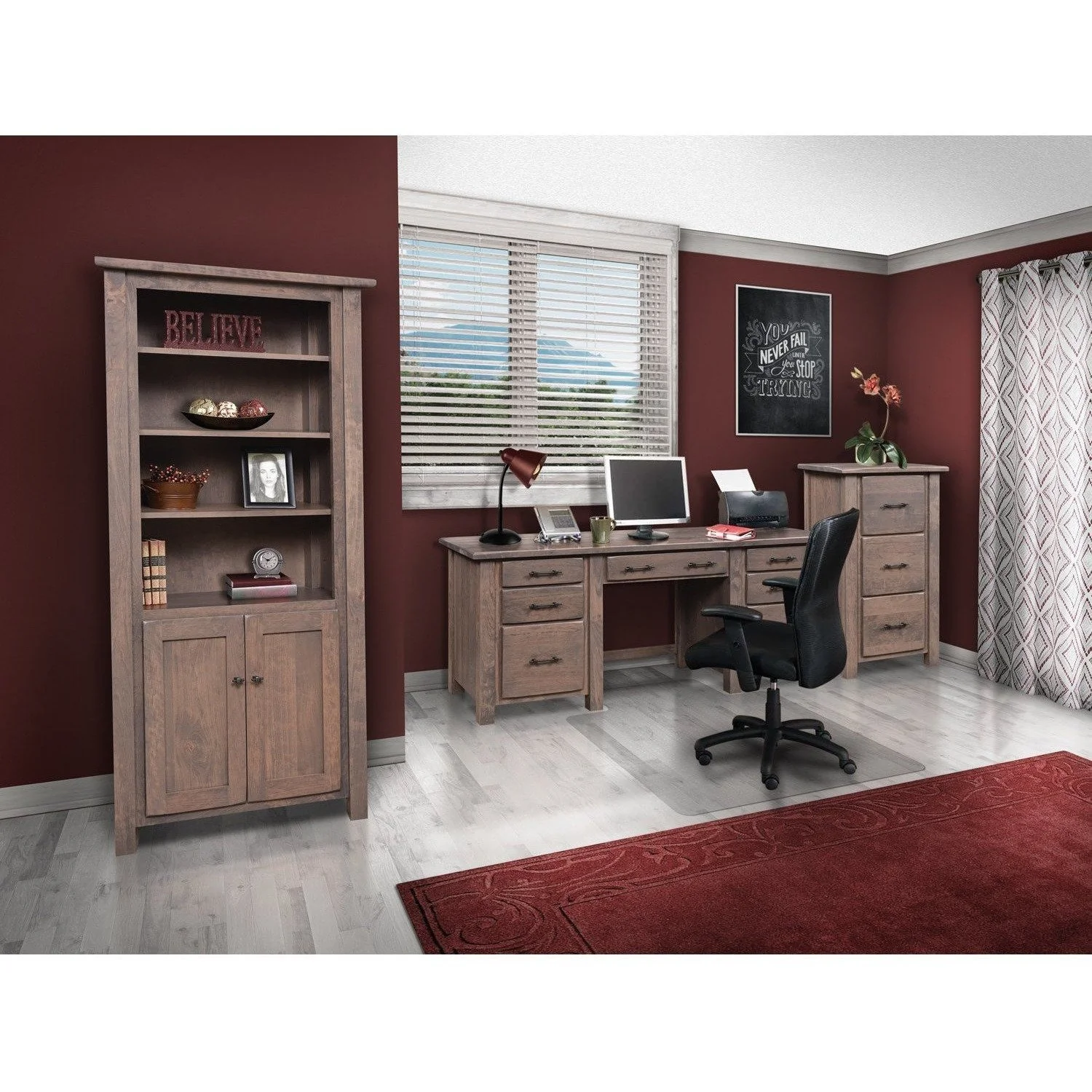 QW Amish Barn Floor Double Pedestal Desk - Image 3
